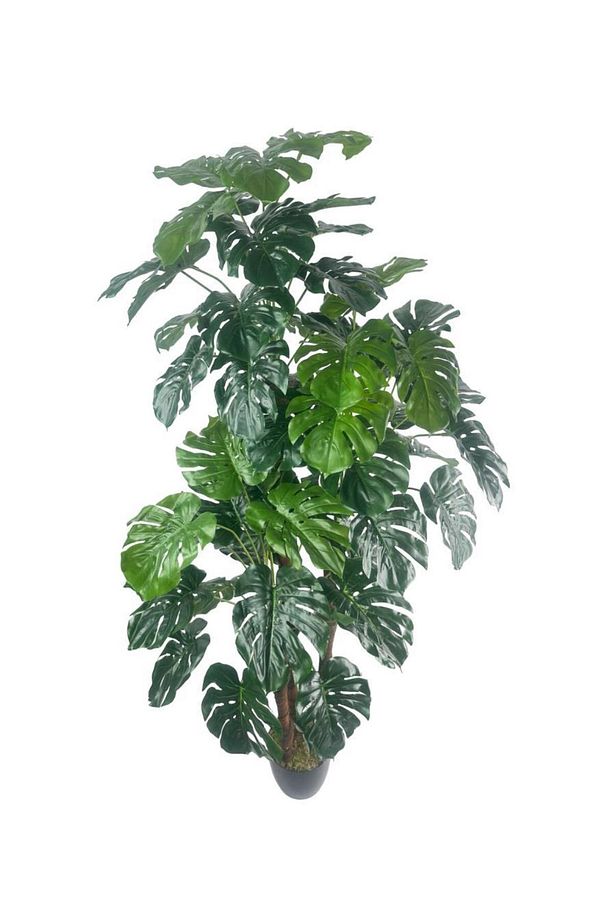 Yapay Çiçek Monstera Yeşil Deve Tabanı 3Katlı 135cm 54Yaprak Siyah Plastik Saksıda Yapay Bitki - 8