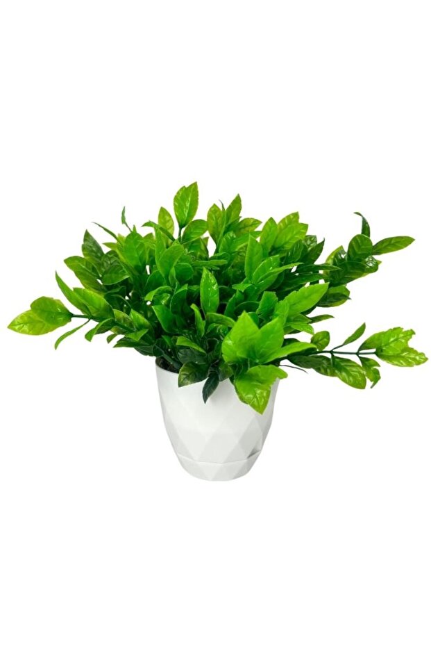 Artificial Flower White Mint Decorative Table Flower in Pot 25cm
