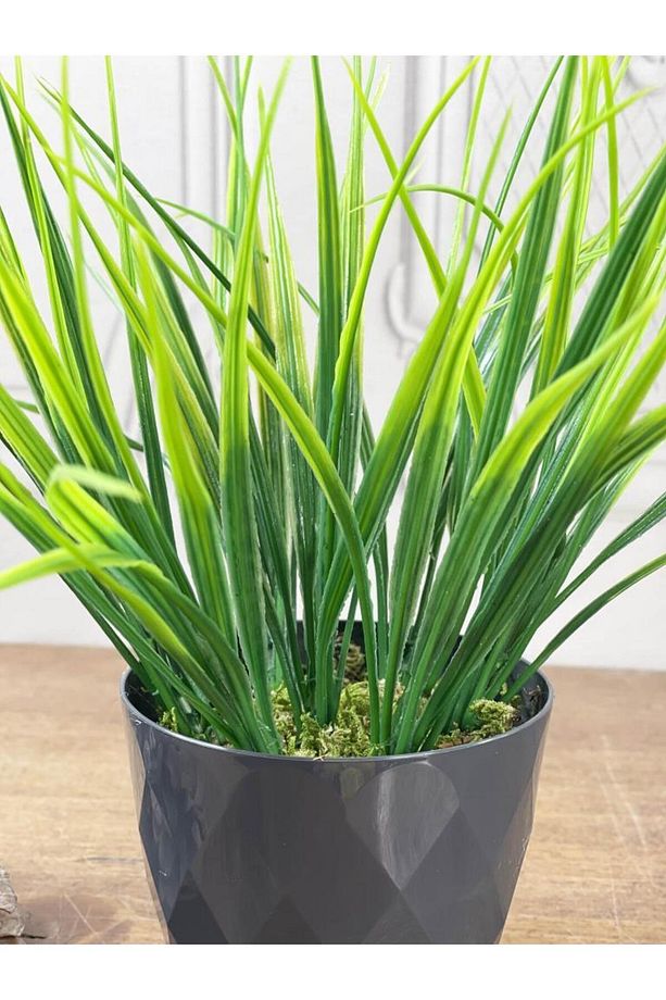Yapay Çiçek Mini Siyah Saksıda Saz Ot Gerçekçi Doku - 2
