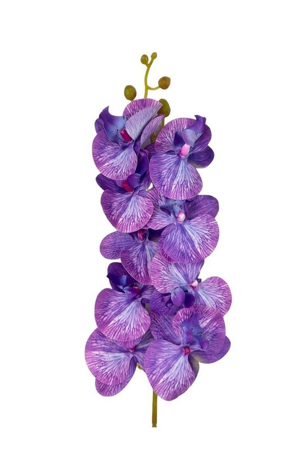 Yapay Çiçek Lila Damarlı Islak Orkide Gerçeksi Doku Uzun Dal 90 cm - 4