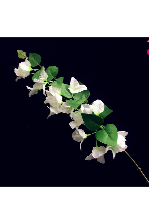 Yapay Çiçek 3Dal Begonvil Çiçeği Beyaz 80cm Tek Dal Bodrum Çiçeği Sarkan Çiçek - 2