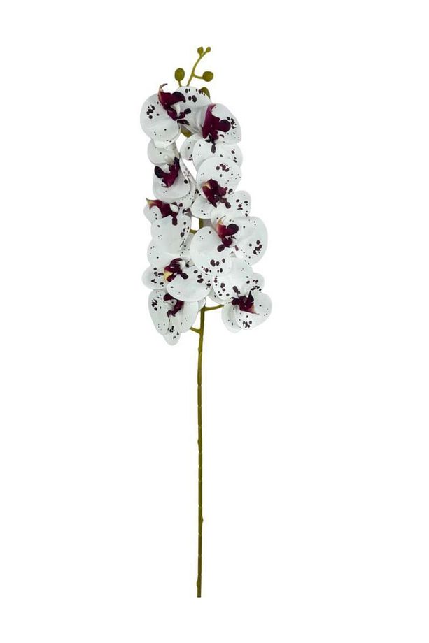 Yapay Çiçek Çilli Bordo Beyaz Islak Orkide Gerçeksi Doku Uzun Dal 90 cm - 5