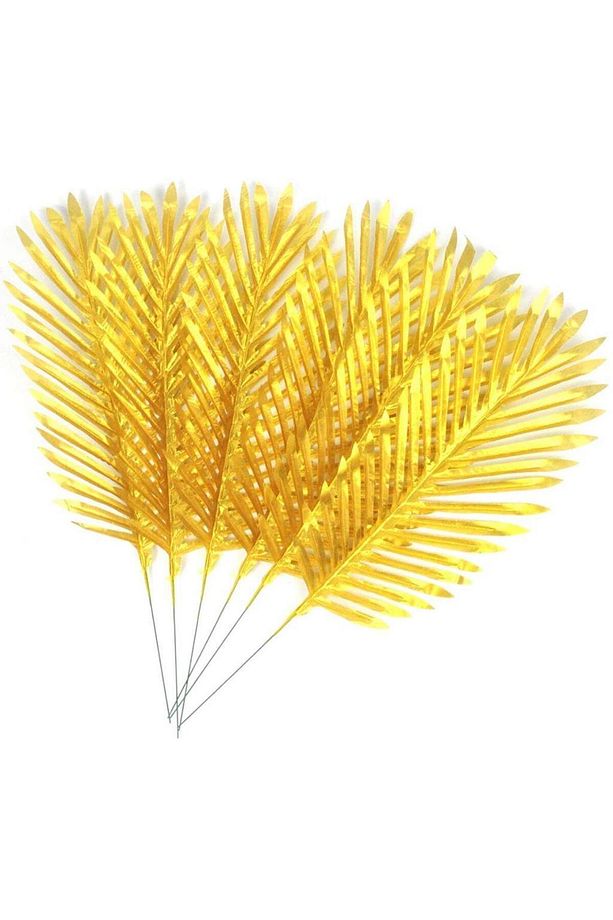 Yapay Çiçek Palmiye Yaprağı Altın Gold Renk 3 Adet Yapay Yaprak - 6