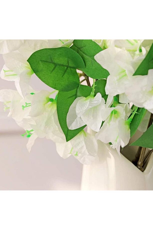 Yapay Çiçek 3Dal Begonvil Çiçeği Beyaz 80cm Tek Dal Bodrum Çiçeği Sarkan Çiçek - 7