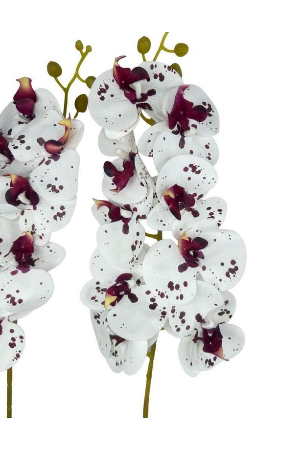 Yapay Çiçek Çilli Bordo Beyaz Islak Orkide Gerçeksi Doku Uzun Dal 90 cm - 2