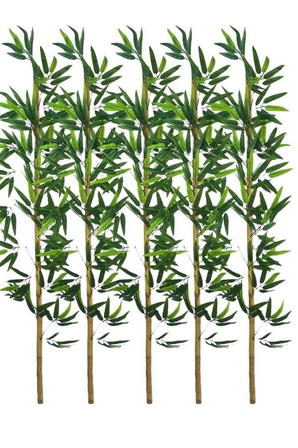 5li Set Yapay Bambu Sopası 16 Yapraklı 150cm Yapay Çiçek Bambu Duvarı Separatör Çiçeği Yapay Çiçek - 1