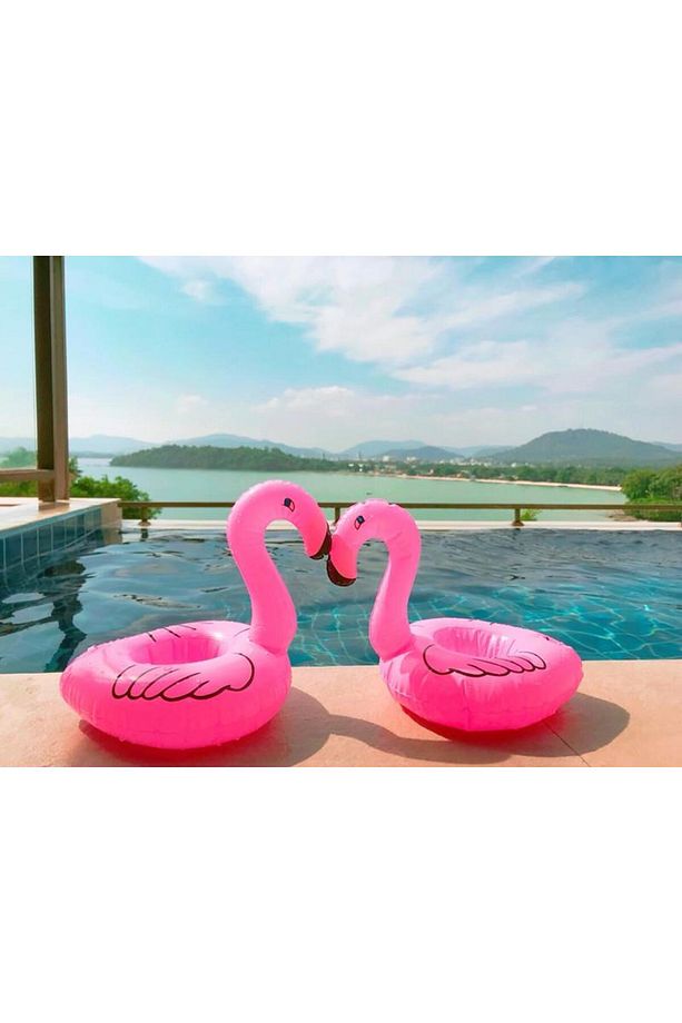 Pembe Flamingo Şişme Bardak Simidi Içecek Tutacağı - 6