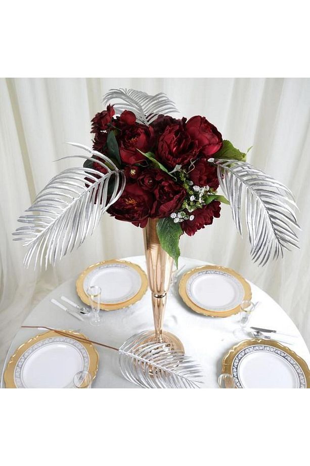 Yapay Çiçek Palmiye Yaprağı Gümüş Silver Renk 3 Adet Yapay Yaprak - 2