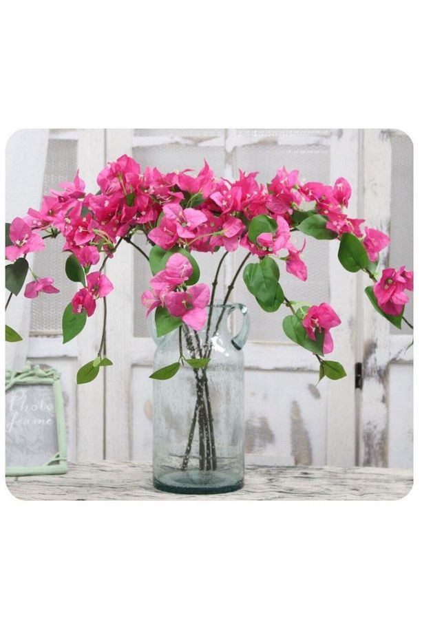 Yapay Çiçek Begonvil Çiçeği Fuşya 80cm Tek Dal Bodrum Çiçeği Sarkan Çiçek - 6