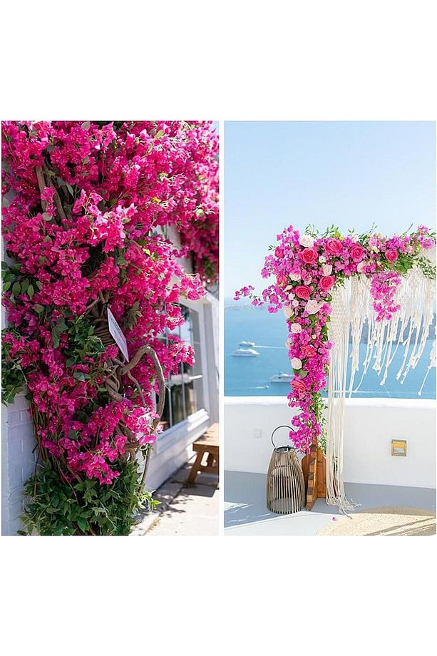 Yapay Çiçek 3Dal Begonvil Çiçeği Fuşya 80cm Tek Dal Bodrum Çiçeği Sarkan Çiçek - 4