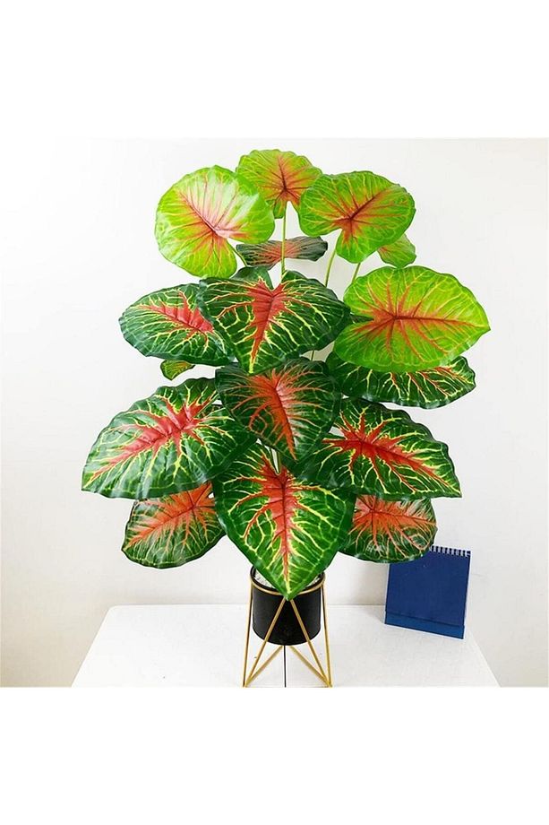 Yapay Çiçek Demet Tropik Kızıl Caladium 18 Dal 70 cm Salon Çiçeği Yapay Bitki - 4