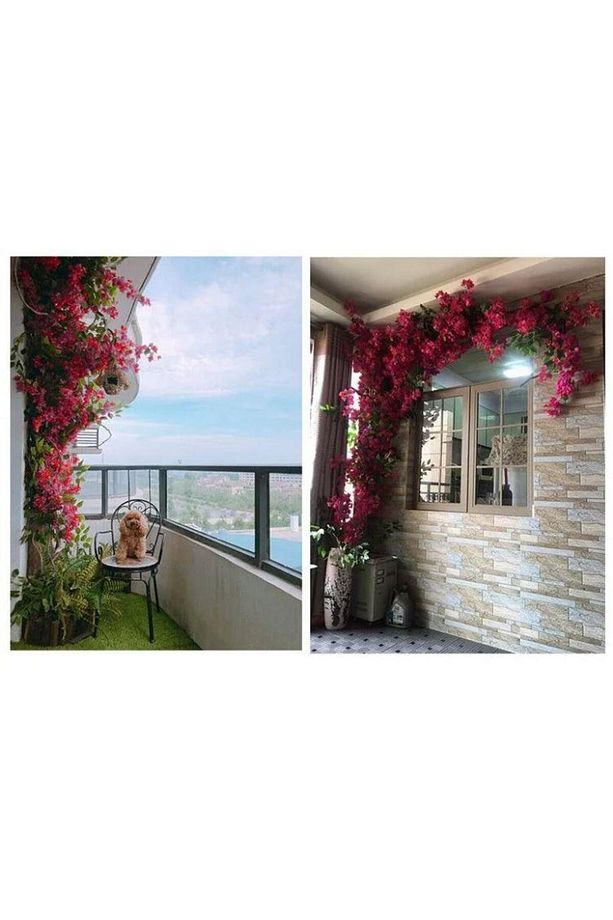 Yapay Çiçek Dev Begonvil Çiçeği Fuşya 9 Dallı 70cm Sarkan Çiçek - 7