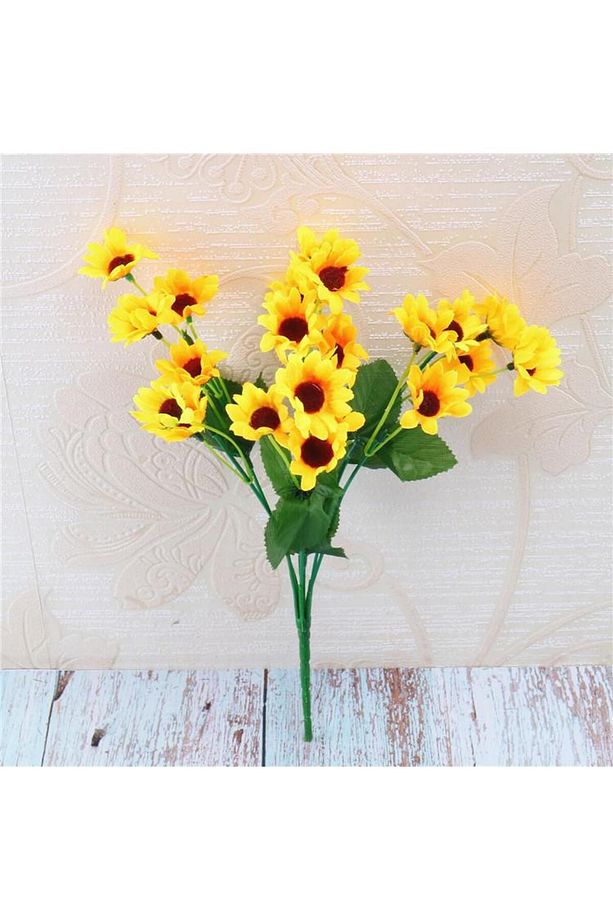 Sarı Papatya Yapay Çiçek 30 cm 6 Dal 24 Kafa - 6
