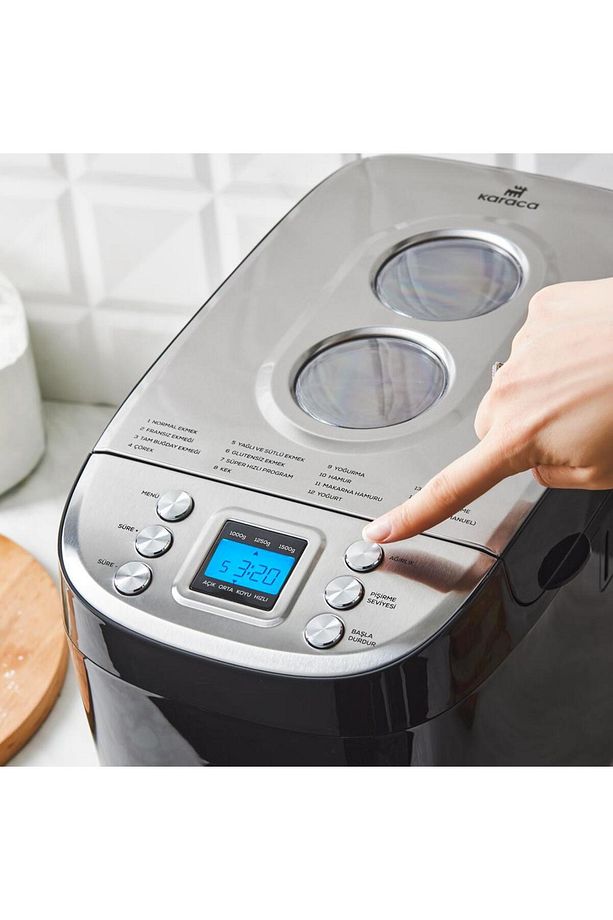 15 Programlı Hamur Yoğurma ve Ekmek Yapma Makinesi Inox, 1500 g - 6