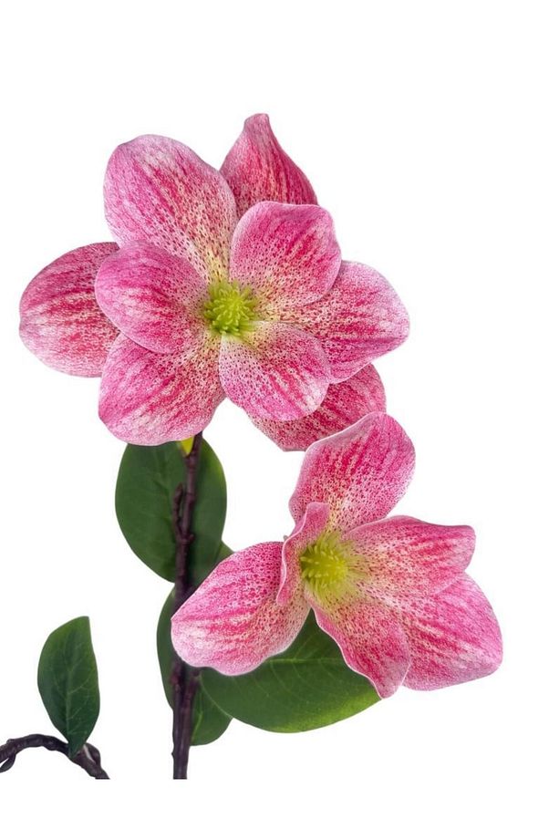 Yapay Çiçek Pembe Çilli Manolya Islak Doku 3 Kafalı Uzun Dal Çiçek Flowers 95cm - 4