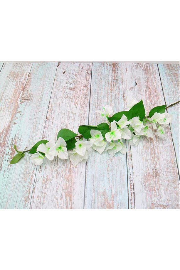 Yapay Çiçek Begonvil Çiçeği Beyaz 80cm Tek Dal Bodrum Çiçeği Sarkan Çiçek - 5