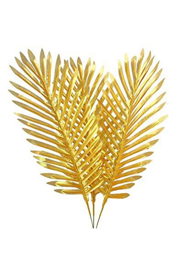 Yapay Çiçek Palmiye Yaprağı Altın Gold Renk 3 Adet Yapay Yaprak - 1