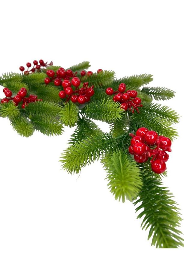 Yapay Çiçek Sarkan Kokina Çam Yapraklı Yılbaşı Çiçeği Red Berry 70*30cm - 4