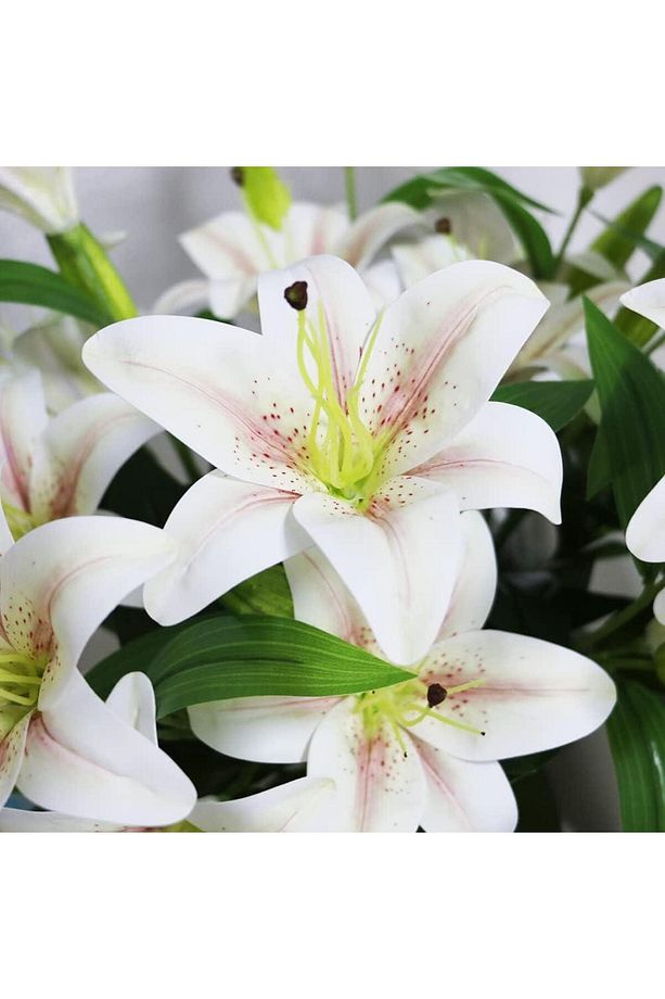 Yapay Çiçek Islak Lilyum Soft Pembe Renk 9 Çiçekli 55cm Gerçeksi Doku A Kalite - 7