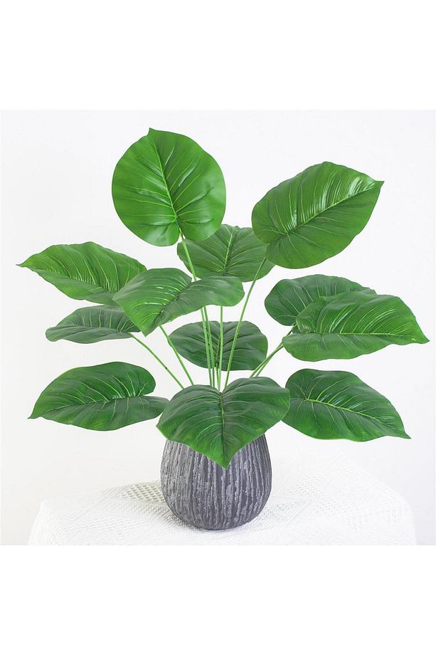 Yapay Çiçek Difenbahya Düz Yeşil 12dal 55cm Salon Çiçeği Yapay Bitki - 2