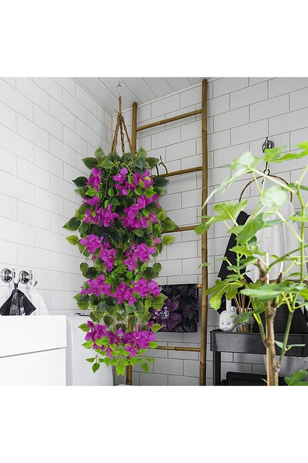 Yapay Çiçek Mor Begonvil Çiçeği 9 Dallı 100cm Sarkan Çiçek - 3