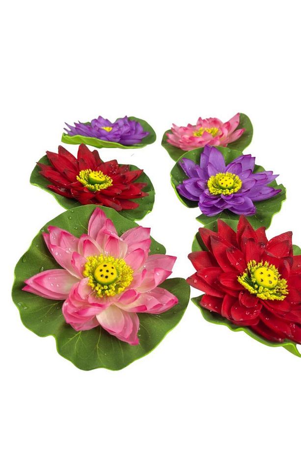 Yapay Çiçek Nilüfer Köpük Lotus Havuz Ve Akvaryum Dekoru 6adet - 6