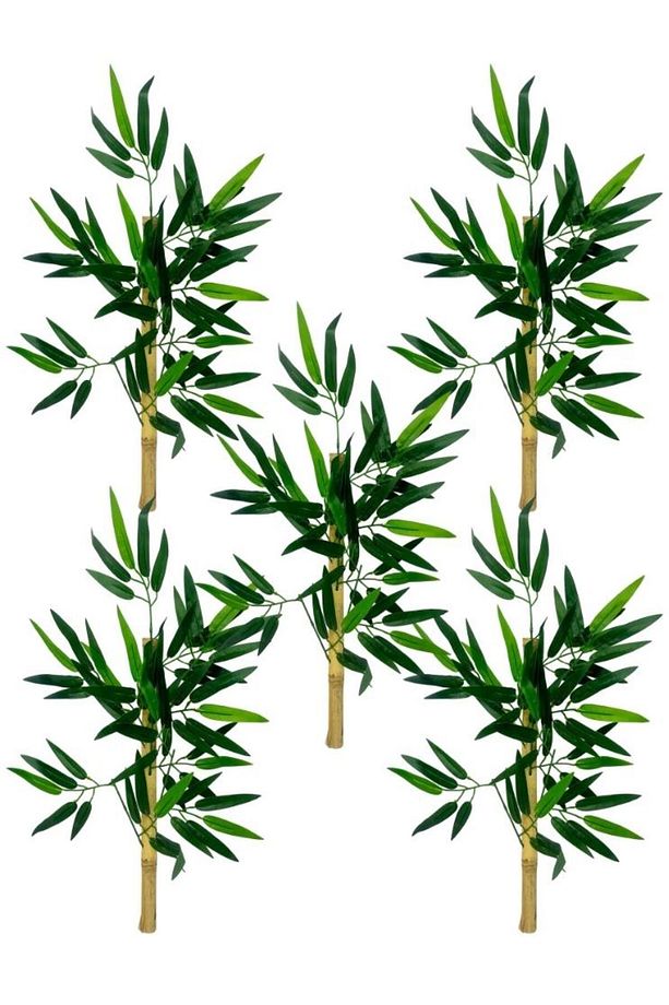 5li Set Yapay Bambu Sopası 6 Yapraklı 50cm Yapay Çiçek Bambu Duvarı Separatör Çiçeği Yapay Çiçek - 1