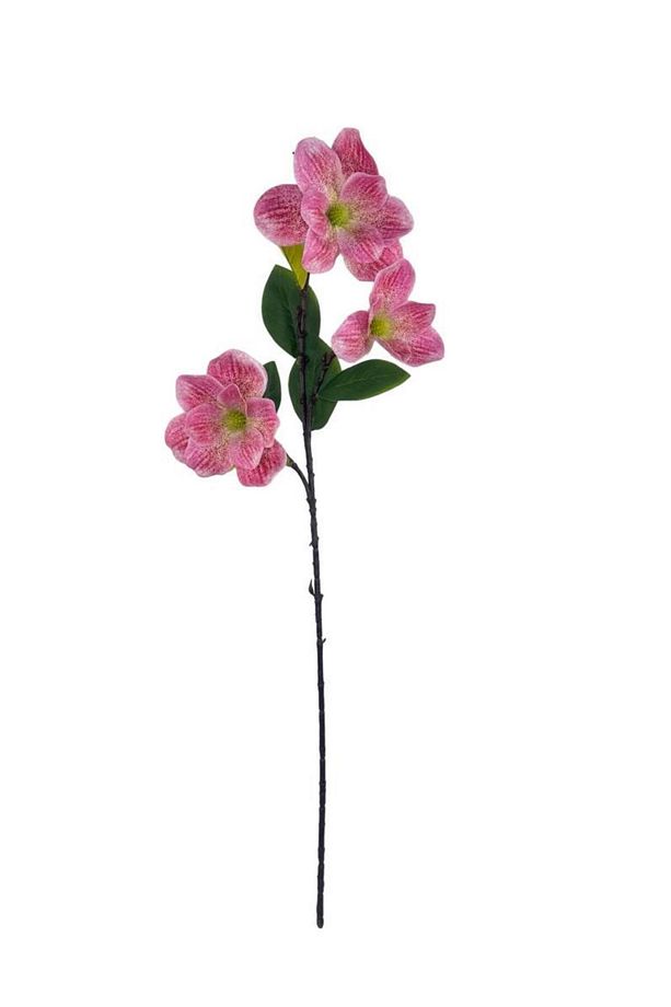 Yapay Çiçek Pembe Çilli Manolya Islak Doku 3 Kafalı Uzun Dal Çiçek Flowers 95cm - 2