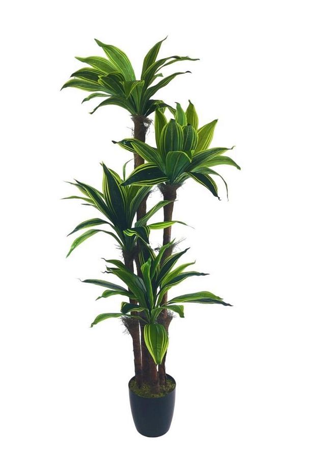 Yapay Ağaç Yukka Sarı Şeritli 4katlı 150cm Salon Çiçeği Yapay Çiçek - 7