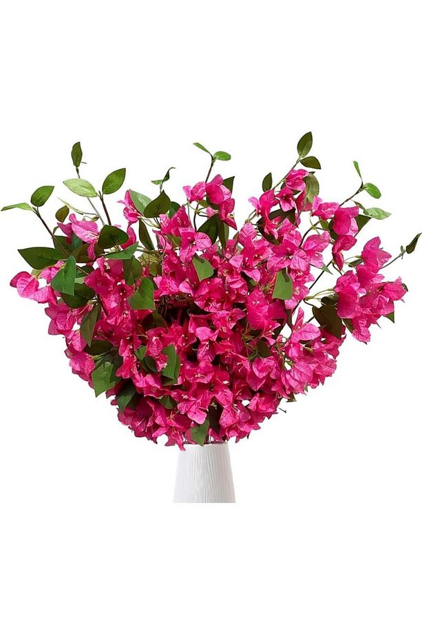 Yapay Çiçek 3Dal Begonvil Çiçeği Fuşya 80cm Tek Dal Bodrum Çiçeği Sarkan Çiçek - 5