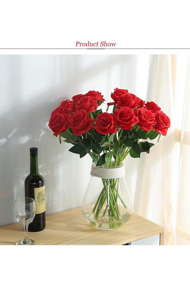Yapay Çiçek Kırmızı Gül Tek Dal 55 Cm - 4