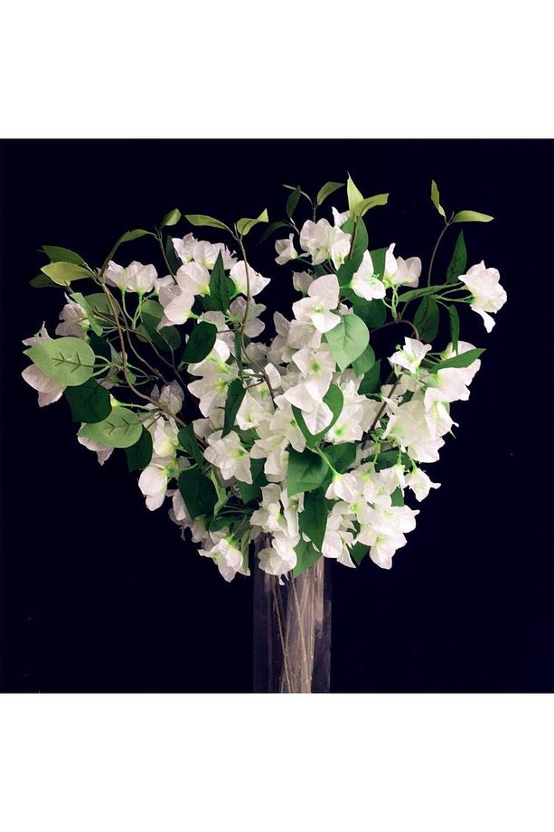 Yapay Çiçek 3Dal Begonvil Çiçeği Beyaz 80cm Tek Dal Bodrum Çiçeği Sarkan Çiçek - 4