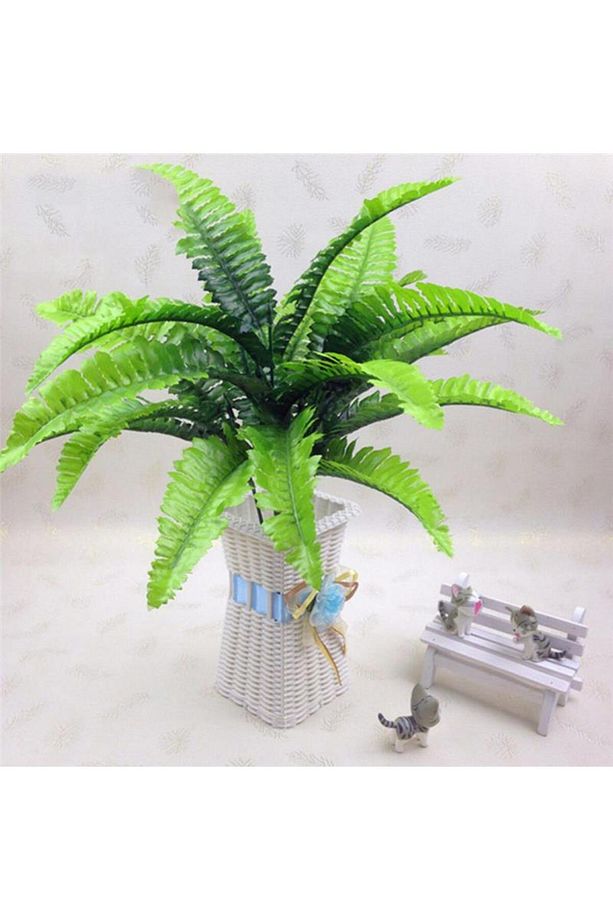 Yapay Çiçek Cycas Aşk Merdiveni Eğrelti Otu Sıkas Bitkisi 7 Dal 21 Yaprak 40*30cm Yapay Bitki - 8