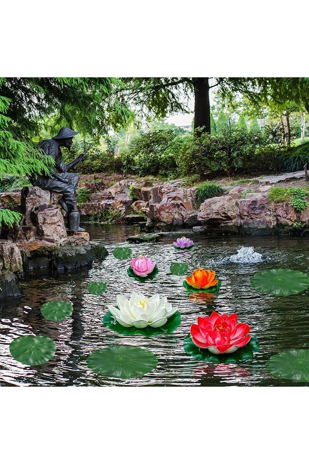 Yapay Çiçek Nilüfer Köpük Lotus Havuz Ve Akvaryum Dekoru 6adet - 2