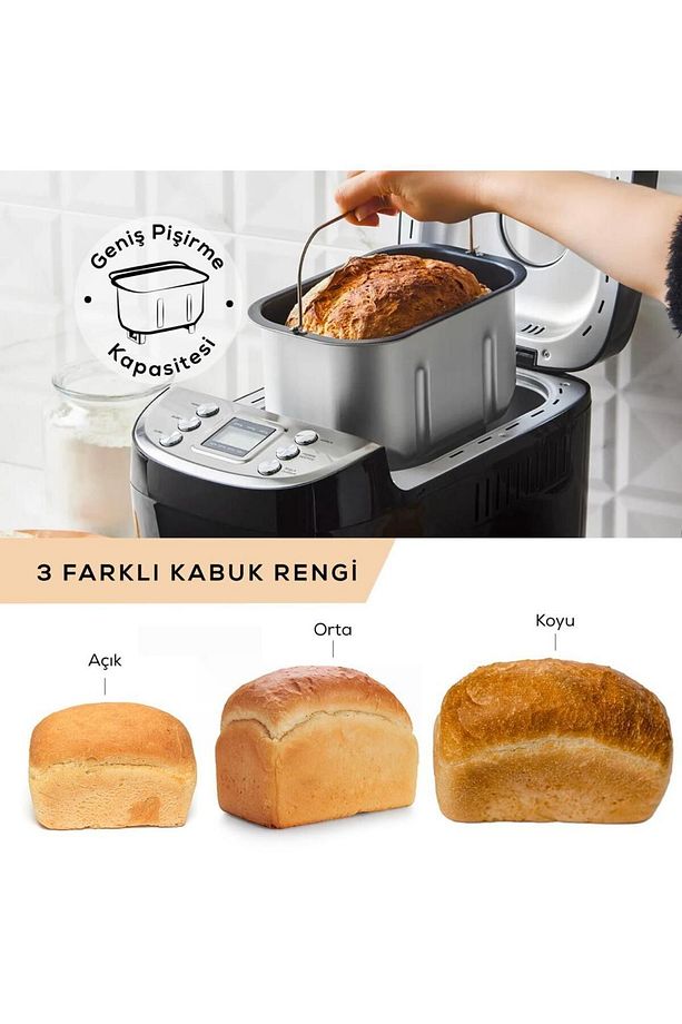15 Programlı Hamur Yoğurma, Reçel, Yoğurt, Ekmek Yapma Makinesi, 1500 G, 45 Farklı Tarifli Kitapçık - 1