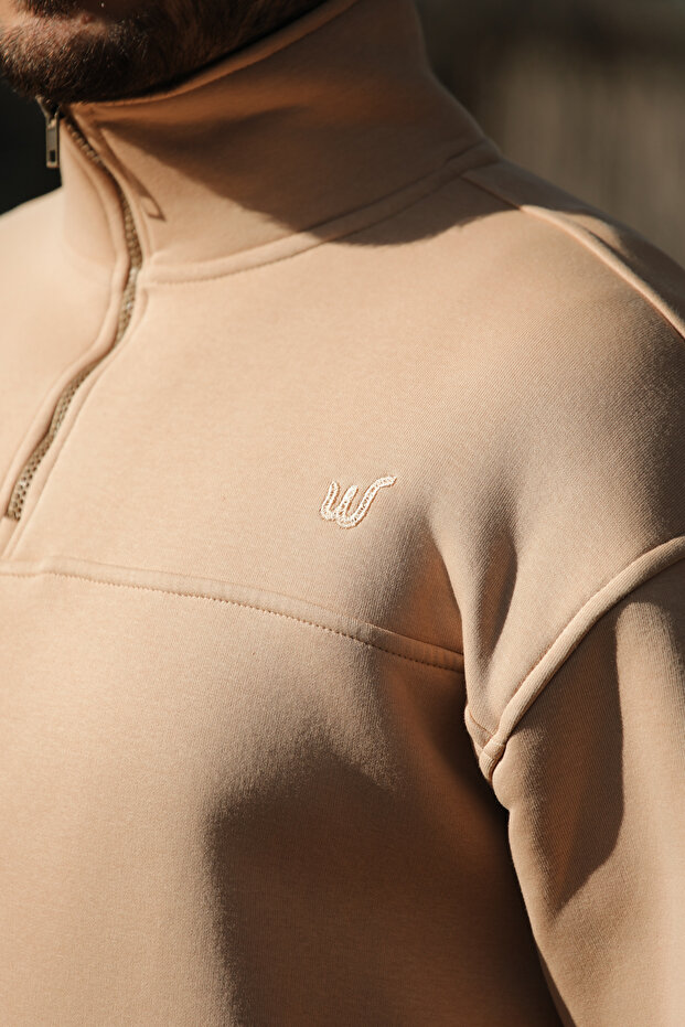 Solano Sand Oversize Kanguru Cep Sweatshirt - 4