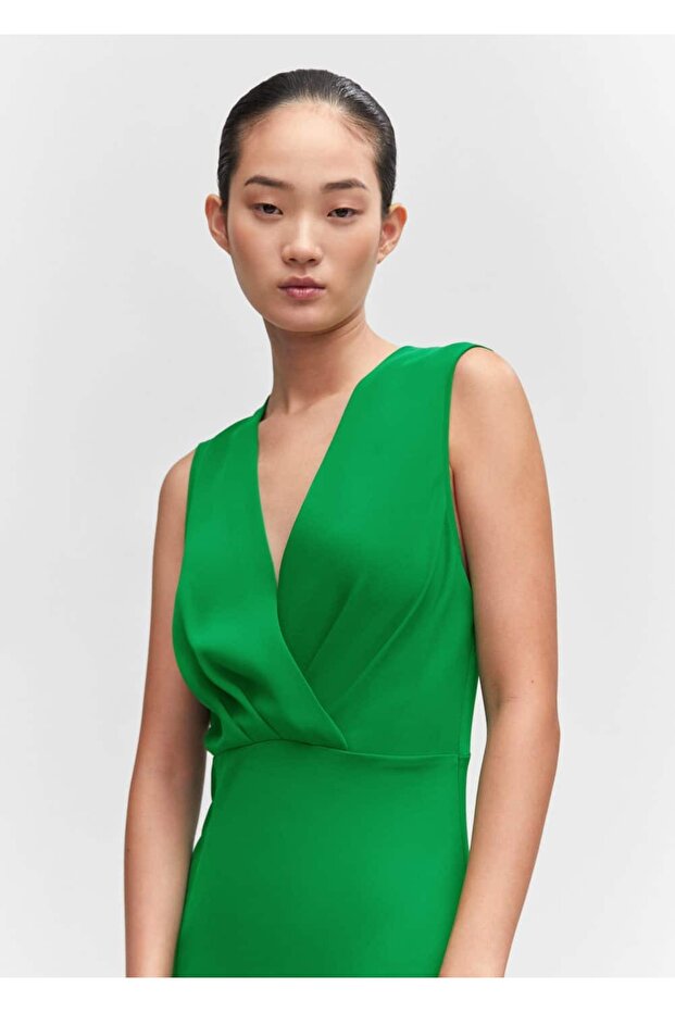 Yan yırtmaçlı asimetrik elbise - 7