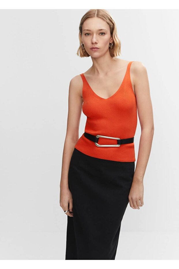 V yaka triko bluz - 1