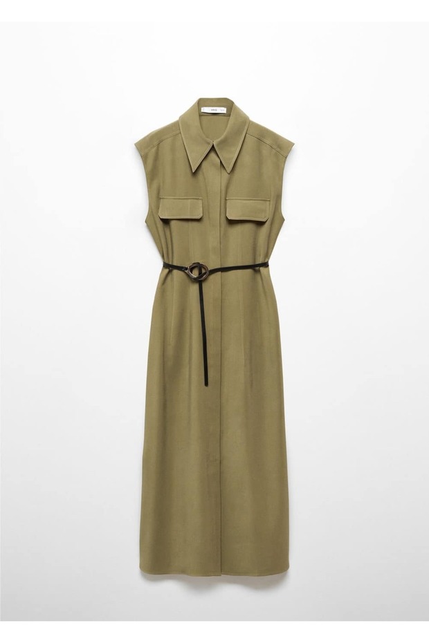 Kemerli gömlek elbise - 3