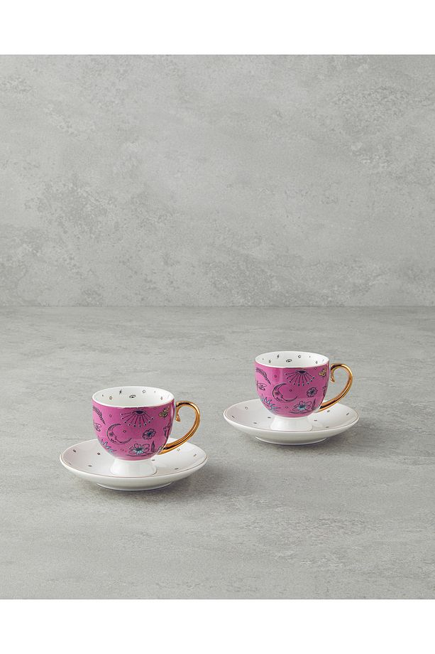 Talisman Magic New Bone China 4 Parça 2 Kişilik Kahve Fincan Takımı 100 ml Pembe - 1