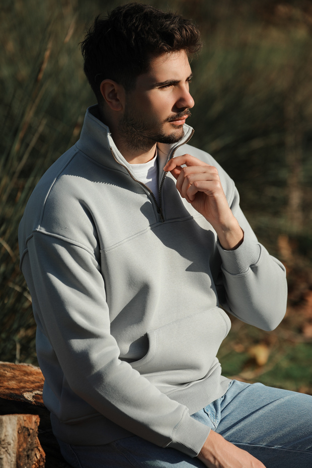 Solano Ash Oversize Kanguru Cep Sweatshirt - 7