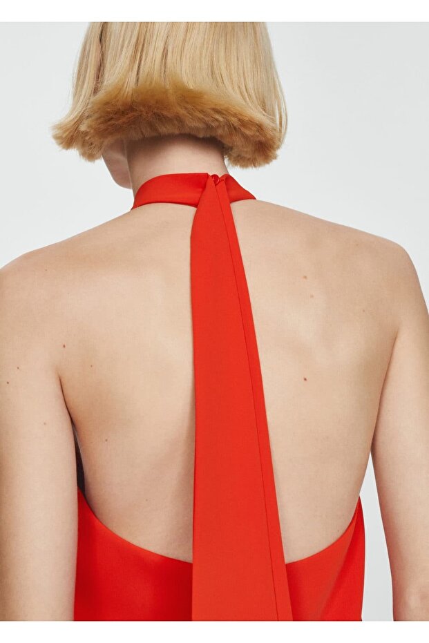 Sırtı açık halter elbise - 7