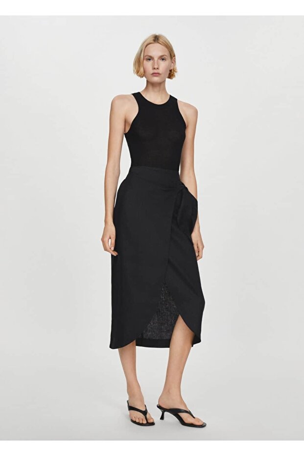 Fiyonklu keten etek - 2