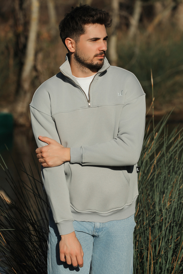 Solano Ash Oversize Kanguru Cep Sweatshirt - 3