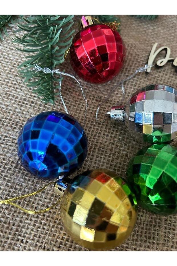 Christmas Tree Decoration 4 cm Color Ball 6-Piece Mixed Color Disco Ball Patterned Cici Ball