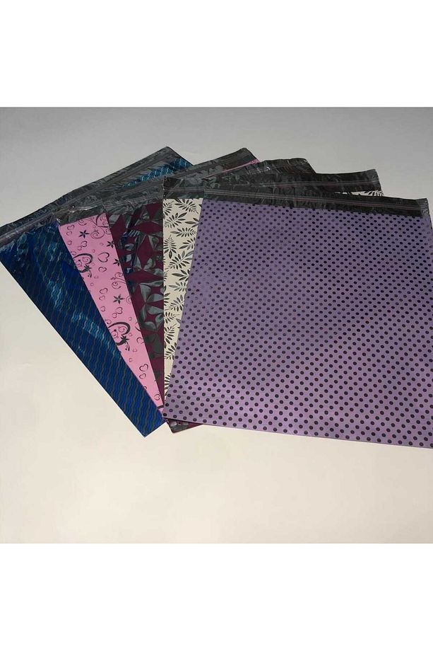 10 Adet 35x50 Büyük Boy Tek Desen Yapışkanlı Hediye Paketi Metalize Hediye Poşeti - 3