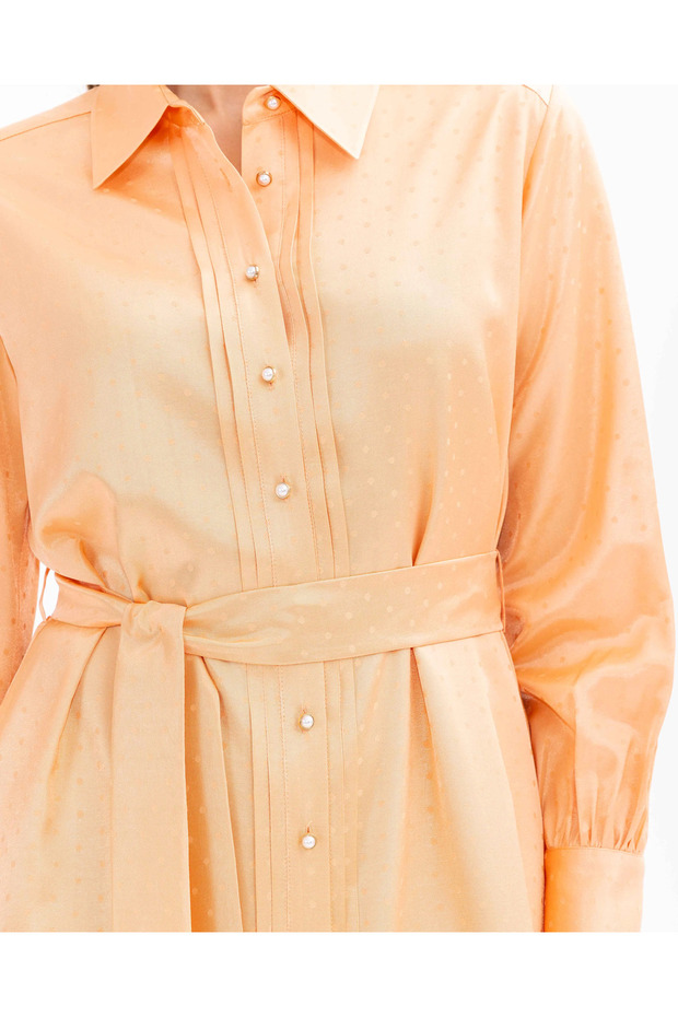 Gömlek Yaka Puantiyeli Elbise - 6