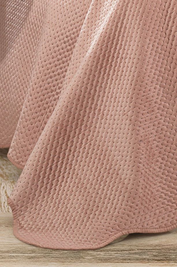 Eliza Velvet Çift Kişilik Ultra Lüks Yatak Örtüsü Takımı Pembe - 2