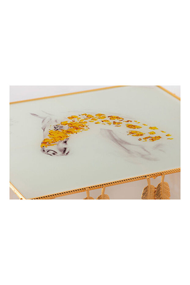 طبق تقديم متعدد الاستخدامات باللون الذهبي/الأبيض - 2