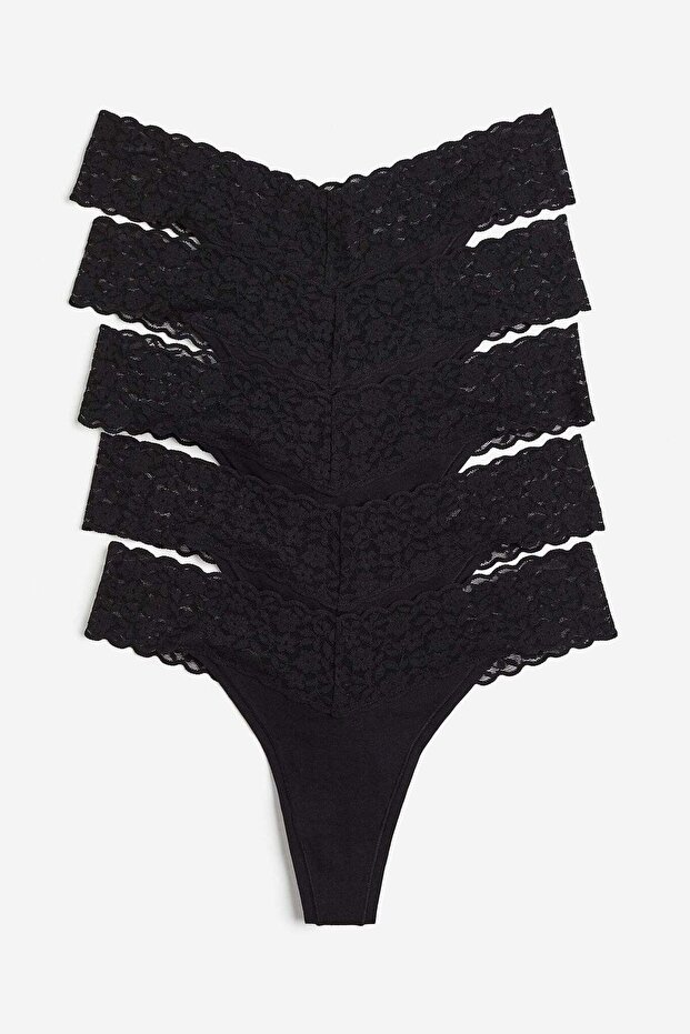5-pack lace thong briefs